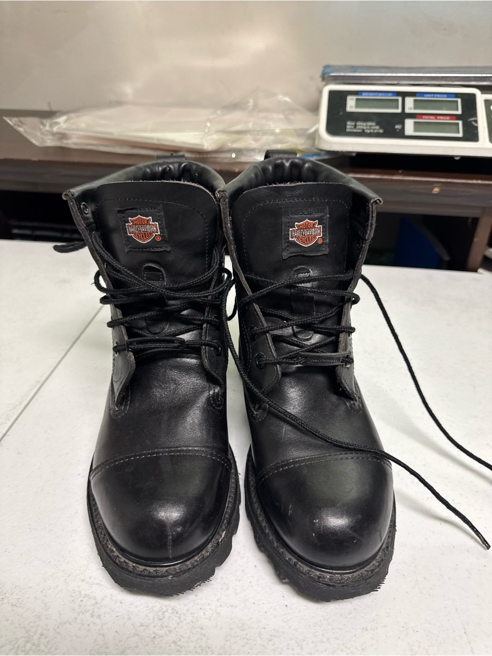 Harley-Davidson Black Leather Lace-Up Motorcycle Boots